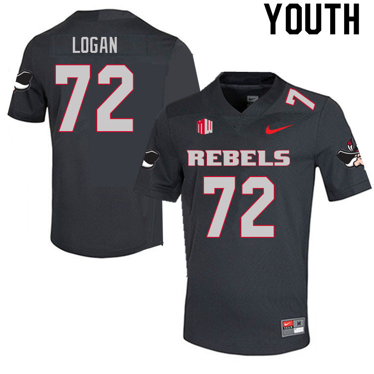 Youth #72 Brandon Logan UNLV Rebels College Football Jerseys Sale-Charcoal - Click Image to Close